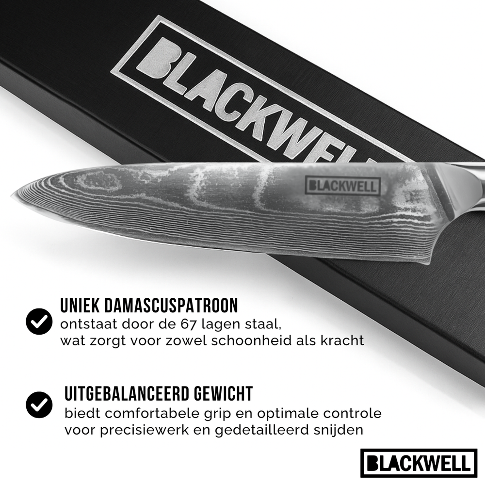 Blackwell Messerset (Kochmesser + Gemüsemesser / Nakiri-Messer) – Japanischer Stil – 67 Lagen Damaszenerstahl – VG10 – 2-teilig