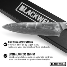 Blackwell Messerset (Kochmesser + Gemüsemesser / Nakiri-Messer) – Japanischer Stil – 67 Lagen Damaszenerstahl – VG10 – 2-teilig