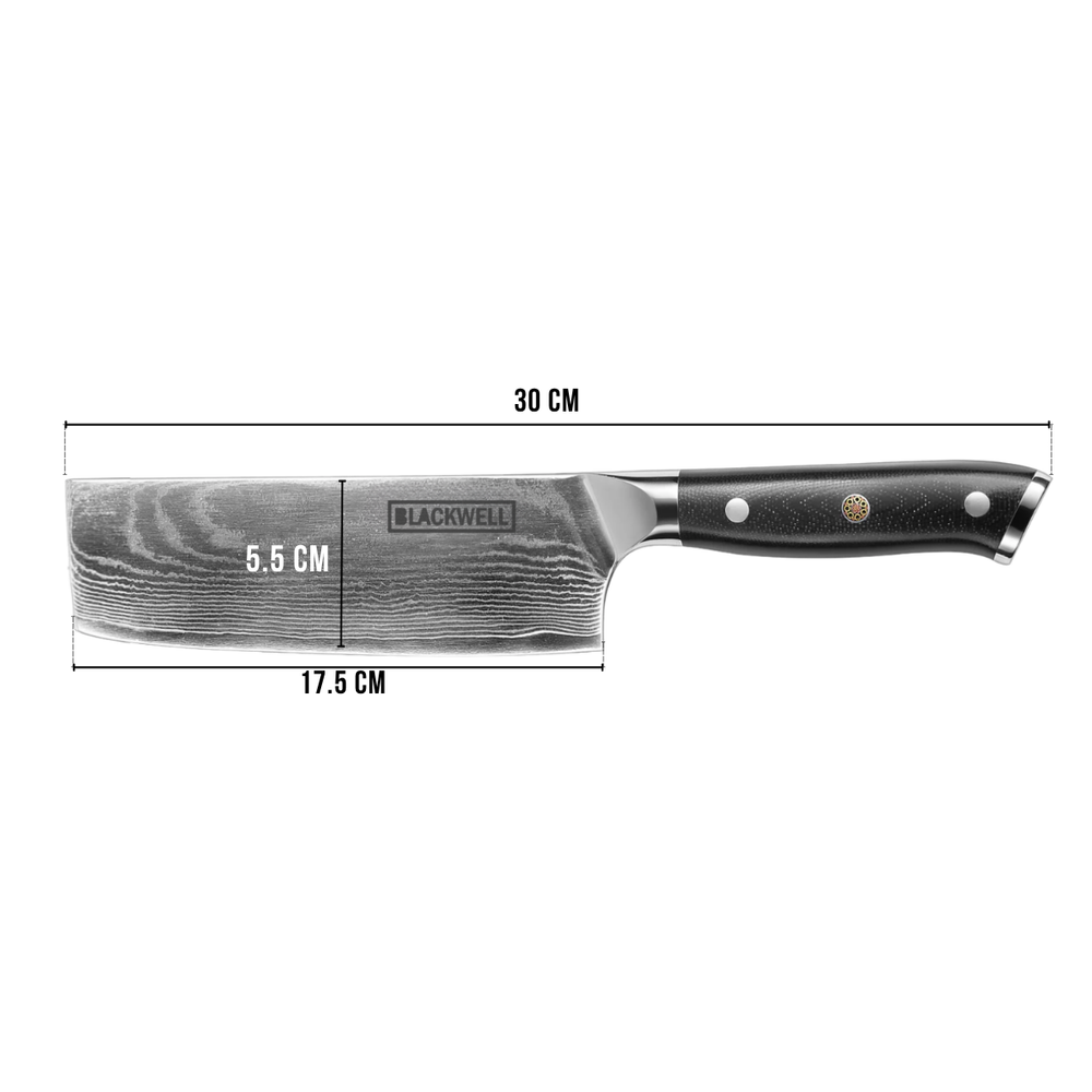 Blackwell Nakirimes Gemüsemesser im japanischen Stil – 67 Lagen Damaszenerstahl – VG10 – 17,5 cm