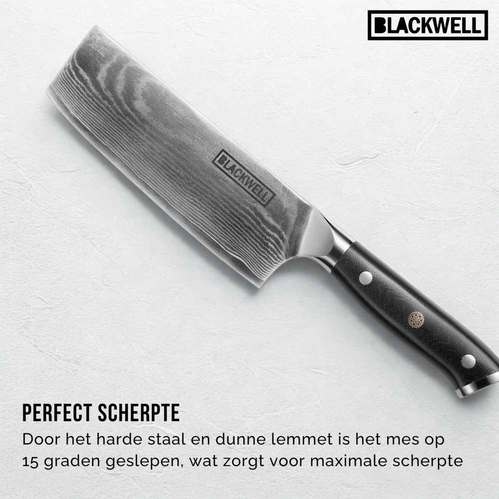 Blackwell Nakirimes Gemüsemesser im japanischen Stil – 67 Lagen Damaszenerstahl – VG10 – 17,5 cm