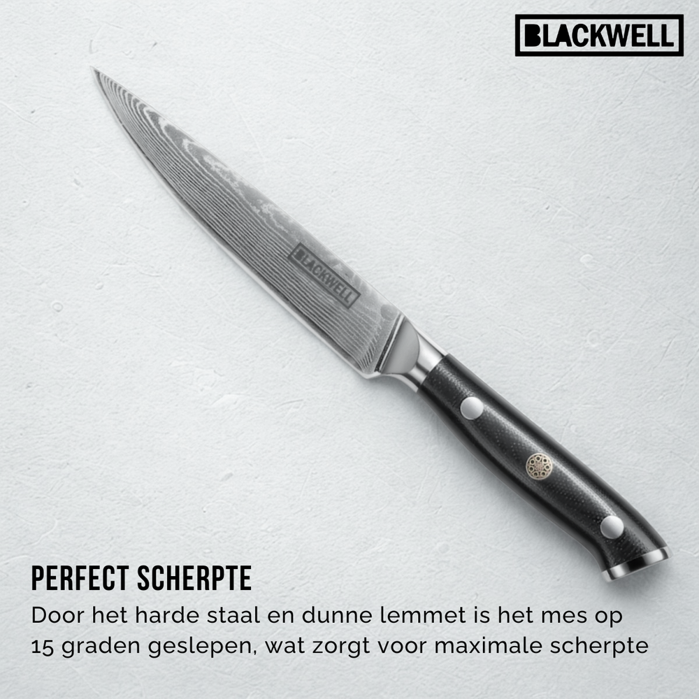 Blackwell Büromesser im japanischen Stil - 67-lagiger Damaststahl - VG10 - 12,5 cm