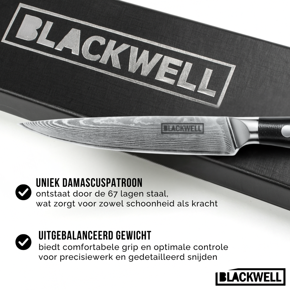 Blackwell Büromesser im japanischen Stil - 67-lagiger Damaststahl - VG10 - 12,5 cm