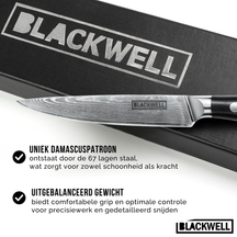 Blackwell Büromesser im japanischen Stil - 67-lagiger Damaststahl - VG10 - 12,5 cm