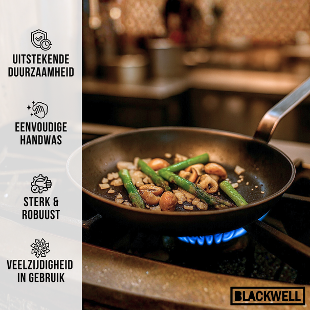 Blackwell Bratpfanne Stahlblech Lyonnaiserpfanne Ø 32 cm – ohne Antihaftbeschichtung