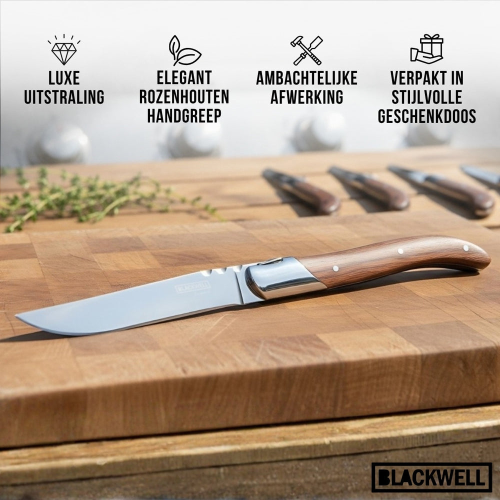 Blackwell Steakbesteck Laguiole - Steakmesser & Steakgabeln - Rosenholz - 12 Stück
