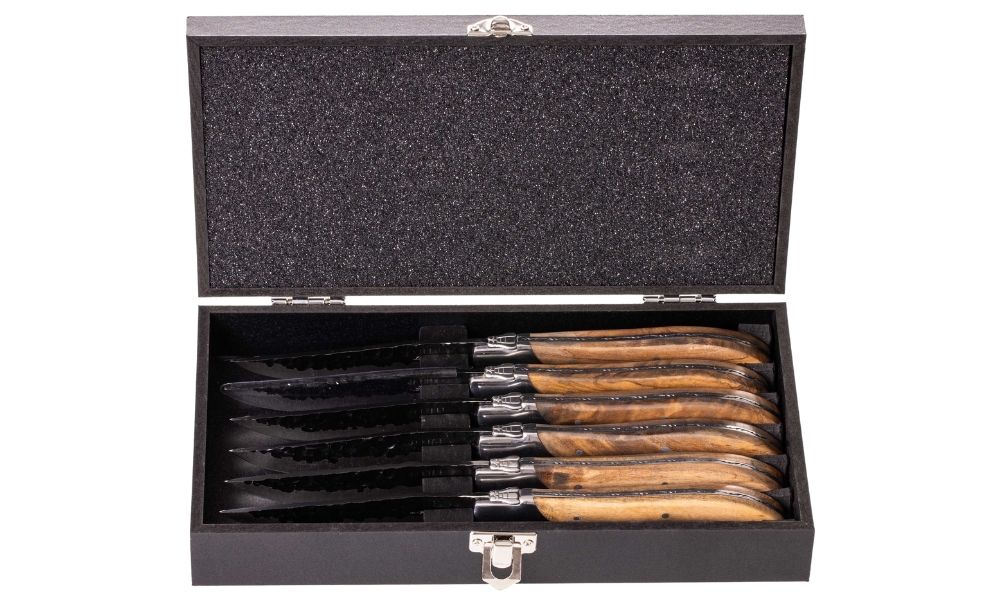 Blackwell Steakmesser Laguiole - Raw Black - Olivenholz - 6 Stück