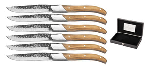 Blackwell Steakmesser Laguiole - Raw Black - Olivenholz - 6 Stück