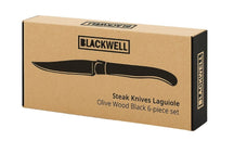 Blackwell Steakmesser Laguiole - Raw Black - Olivenholz - 6 Stück