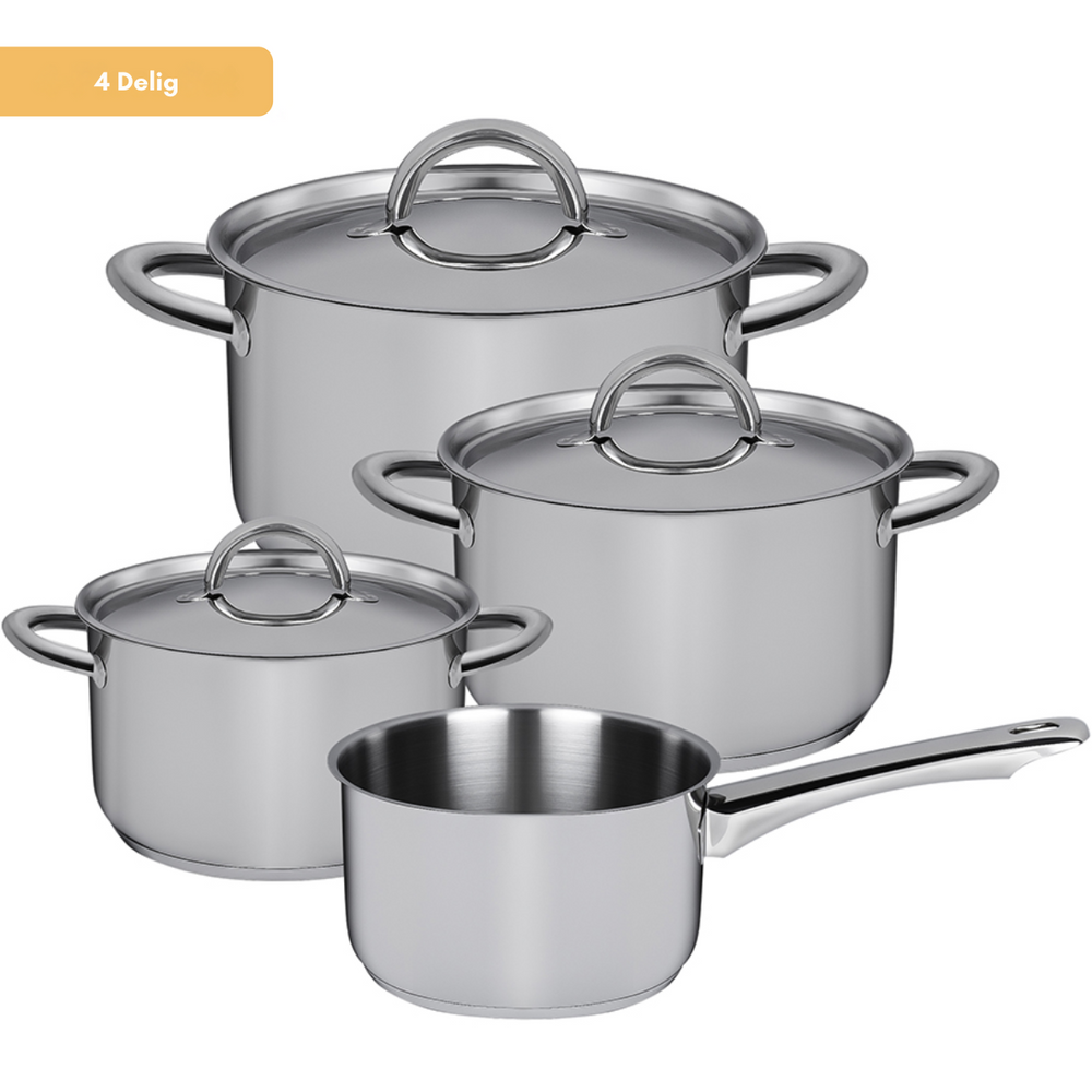 Sola Blizz 4-teiliges Edelstahl-Topfset – Stielkasserolle ø 16, 18, 20 cm & Stielkasserolle ø 16 cm – geeignet für alle Herdarten