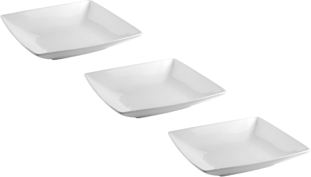BonBistro Tiefe Teller Yong Squito 22 x 22 cm - Weiß - 3er-Set