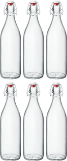 Bormioli Rocco Bügelflaschen Giara - Transparent - 1 Liter - 6 Stück