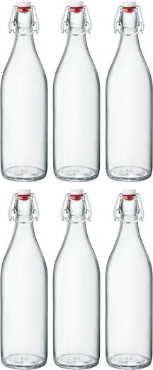 Bormioli Rocco Bügelflaschen Giara - Transparent - 1 Liter - 6 Stück