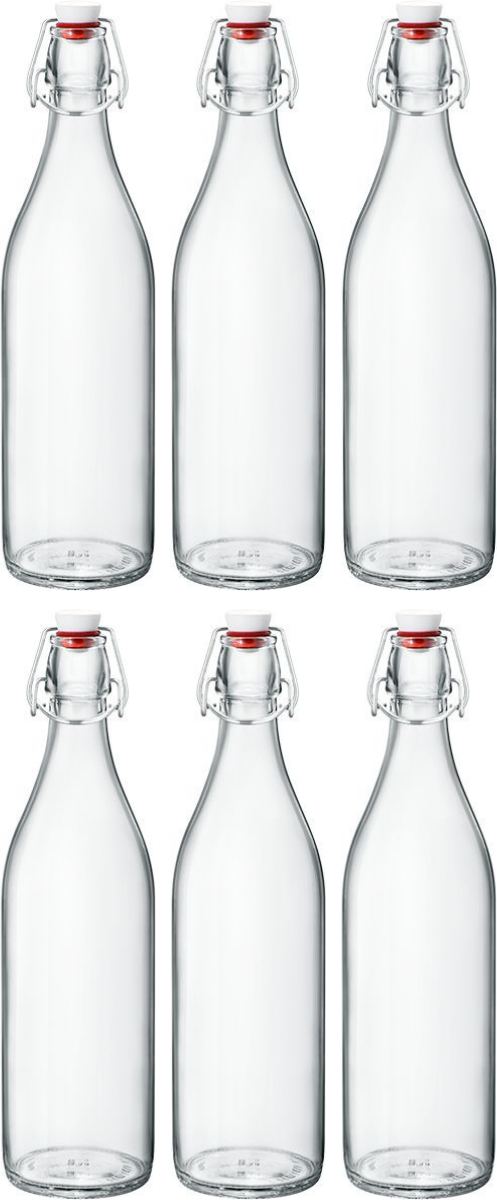 Bormioli Rocco Bügelflaschen Giara - Transparent - 1 Liter - 6 Stück