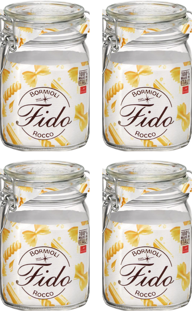 Bormioli Rocco Weckjars Fido 11 x 11 cm / 1 Liter - 4 Stück