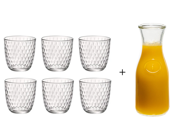 Bormioli Rocco Gläser Verschluss Transparent 290 ml - 6 Stück + Cookinglife Karaffe 1 Liter