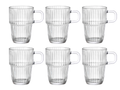 Bormioli Rocco Latte Macchiato Gläser - Irish Coffee Gläser - Kaffeetassen mit Henkel - Stapelbar - Barshine 315 ml - 6 Stück
