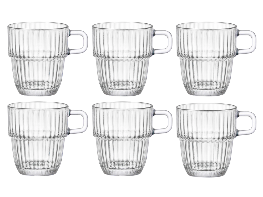Bormioli Rocco Kaffeetassen mit Henkel - Stapelbar - Barshine 185 ml - 6 Stück