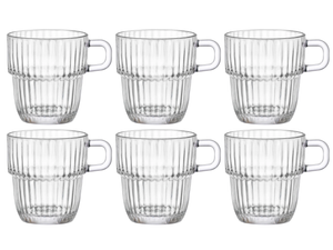 Bormioli Rocco Teegläser - Kaffeetassen mit Henkel - Stapelbar - Barshine 250 ml - 6 Stück