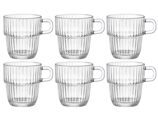 Bormioli Rocco Teegläser - Kaffeetassen mit Henkel - Stapelbar - Barshine 250 ml - 6 Stück