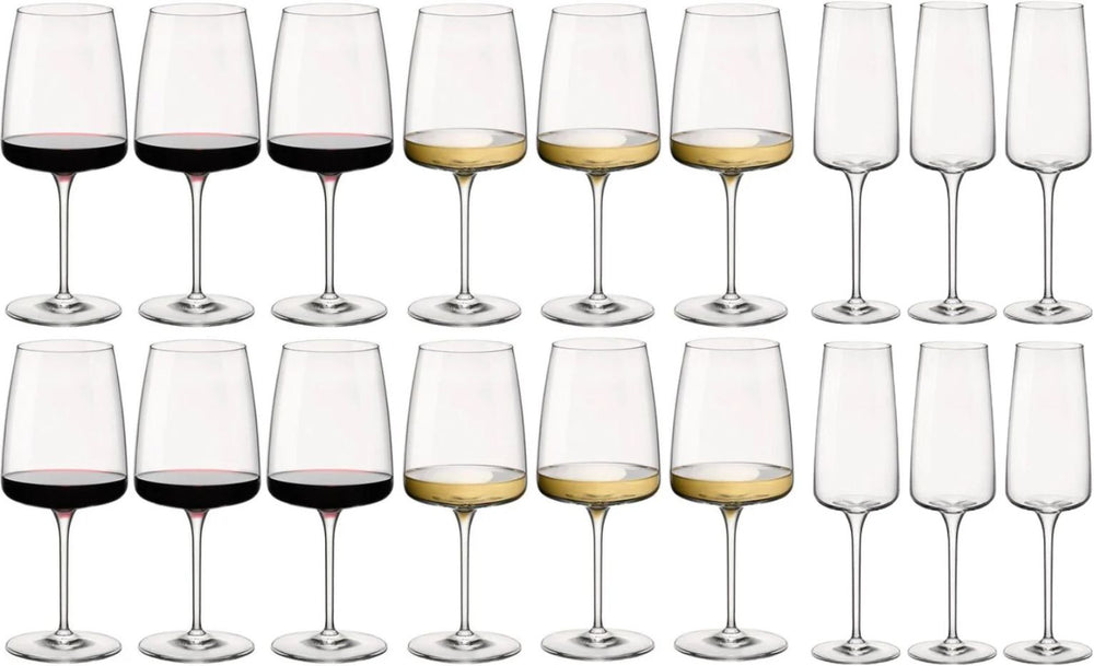 Bormioli Rocco Weingläser-Set Nexo (Rotweingläser, Weißweingläser und Champagnergläser) – 18-teiliges Set
