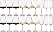 Bormioli Rocco Weingläser-Set Nexo (Rotweingläser, Weißweingläser und Champagnergläser) – 18-teiliges Set