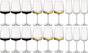 Bormioli Rocco Weingläser-Set Nexo (Rotweingläser, Weißweingläser und Champagnergläser) – 18-teiliges Set