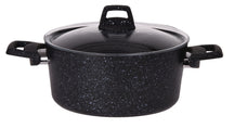 Cookinglife Topfset Black Speckle 4-teilig - Aluminium - Kochtopf ø 20, 22, 24 cm & Stielkasserolle ø 18 cm - Geeignet für alle Wärmequellen - Standard-Antihaftbeschichtung