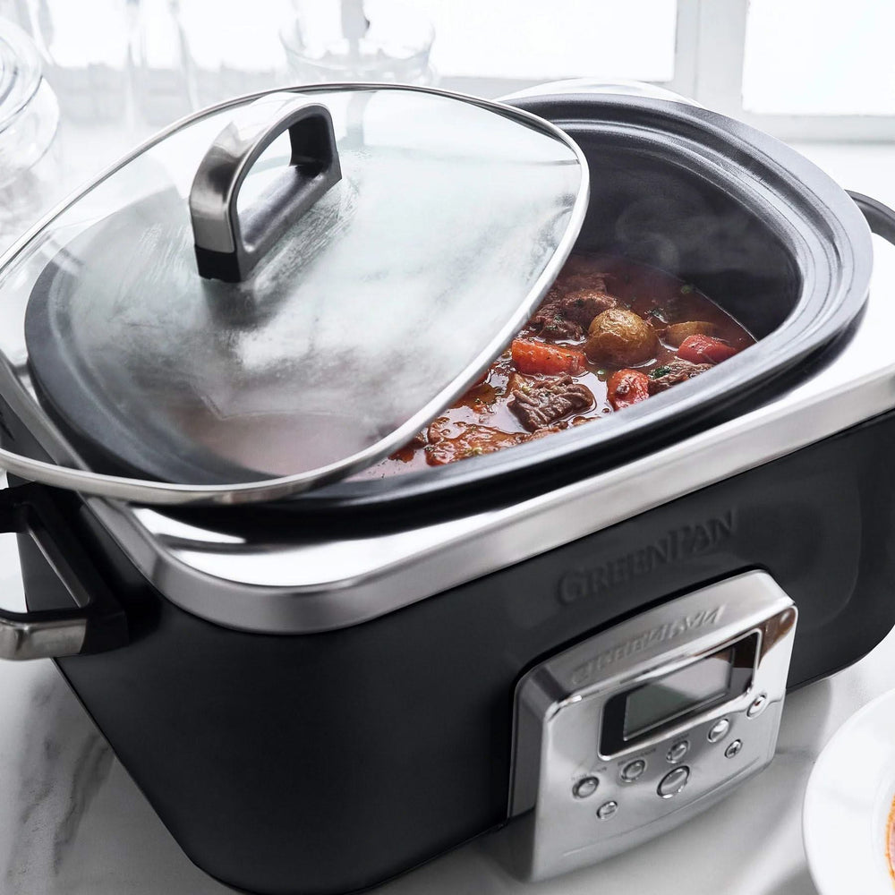 GreenPan Slowcooker - 6,0 Liter - Schwarz - Keramische Antihaftbeschichtung