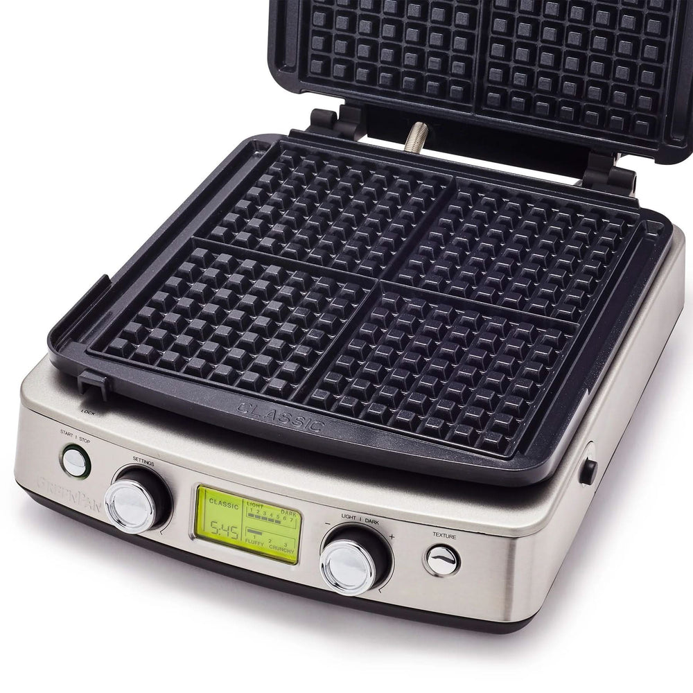 GreenPan Waffeleisen - Edelstahl - inklusive 2 Sets Waffelplatten - Keramische Antihaftbeschichtung