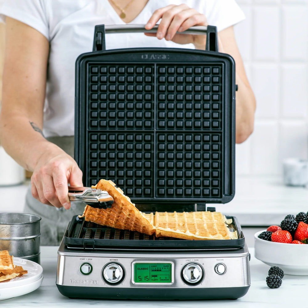 GreenPan Waffeleisen - Edelstahl - inklusive 2 Sets Waffelplatten - Keramische Antihaftbeschichtung