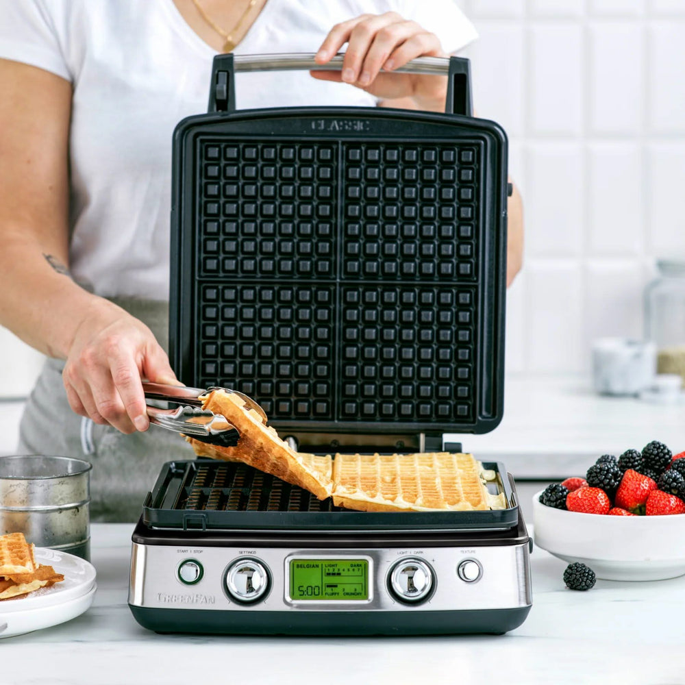 GreenPan Waffeleisen - Schwarz - inklusive 2 Sets Waffelplatten - keramische Antihaftbeschichtung