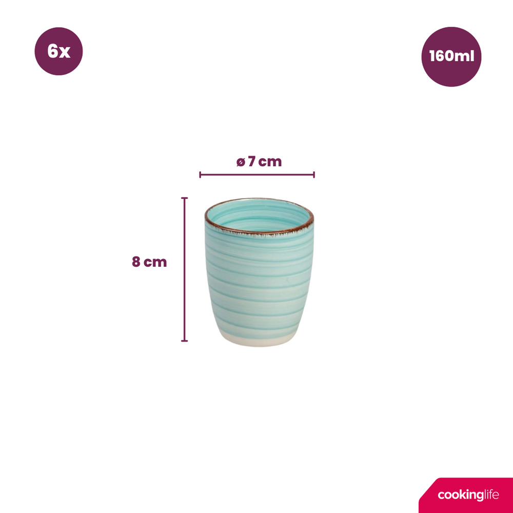 Cookinglife Kaffeetassen / Senseo Tassen - Delice Blau 180 ml - 6 Stück