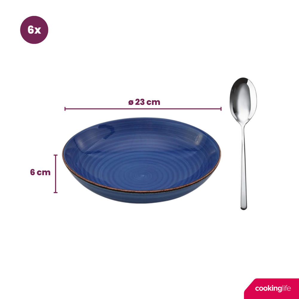 Cookinglife Pastateller Delice Blau ø 23 cm - 6 Stück