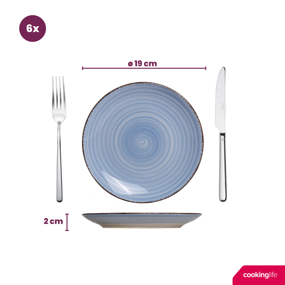 Cookinglife Geschirrset Delice Blue - 18-teilig / 6 Personen - 6 Speiseteller, 6 Suppenteller und 6 Frühstücksteller