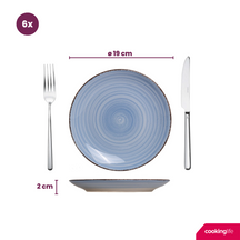 Cookinglife Geschirrset Delice Blue - 18-teilig / 6 Personen - 6 Speiseteller, 6 Suppenteller und 6 Frühstücksteller