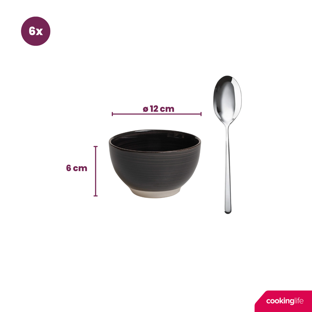 Cookinglife Kleine Schalen Delice Grau ø 12 cm - 6 Stück
