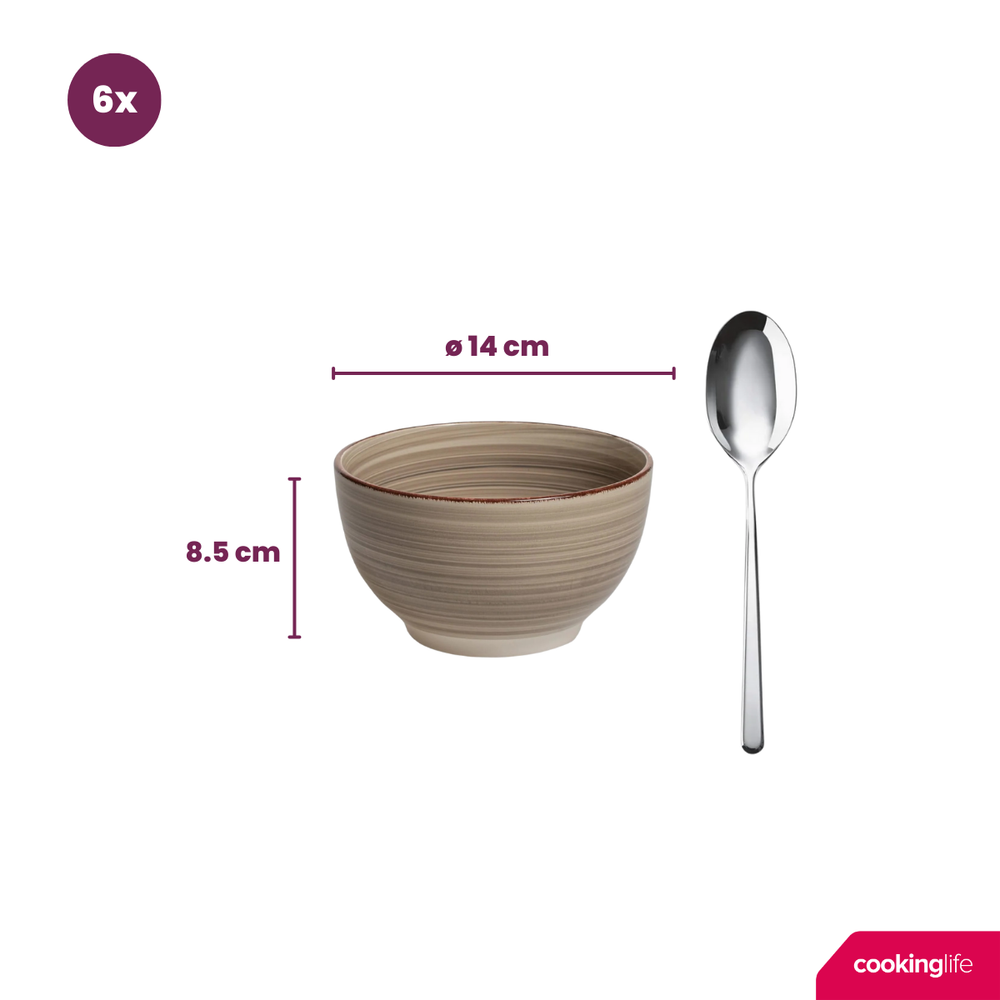 Cookinglife Suppenschalen / Schalen Delice Grau ø 14 cm - 6 Stück