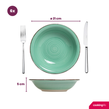 Cookinglife Tiefe Teller / Pastateller Delice Grün ø 21 cm - 6 Stück