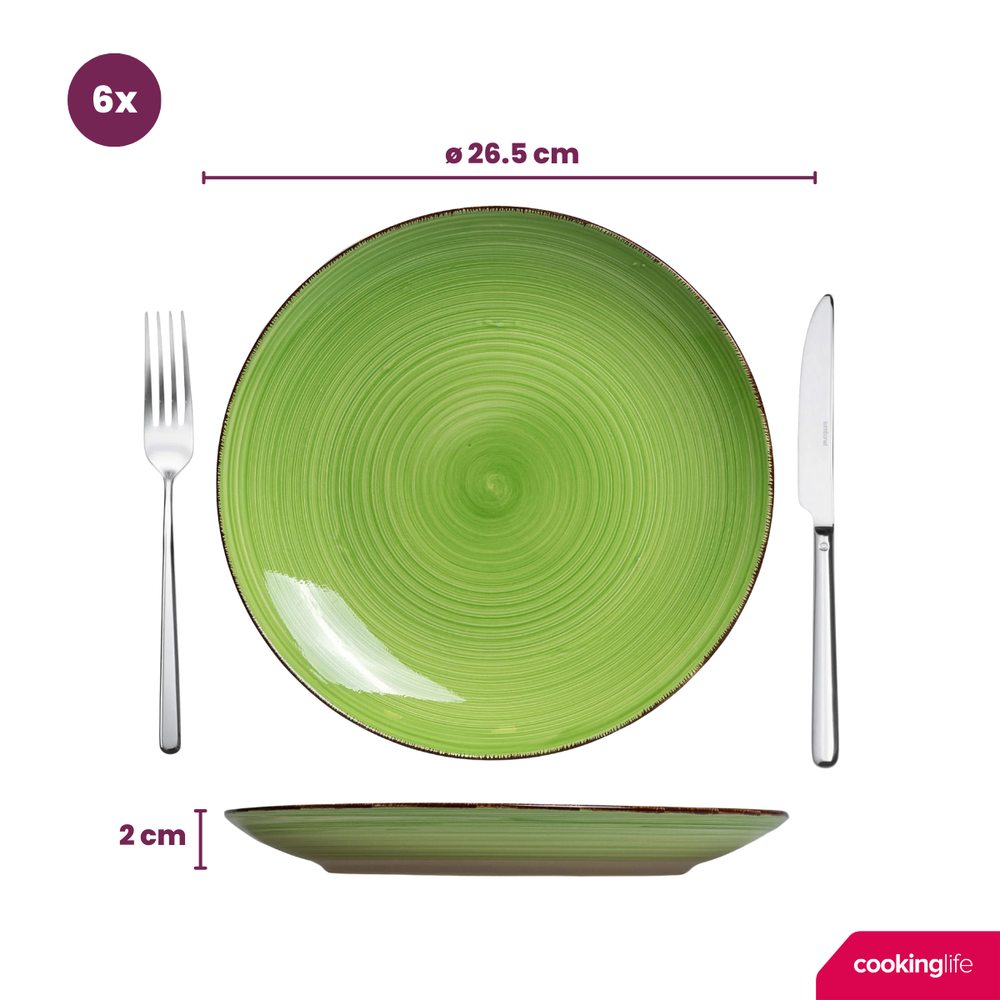 Cookinglife Speiseteller Delice Grün ø 26,5 cm - 6 Stück
