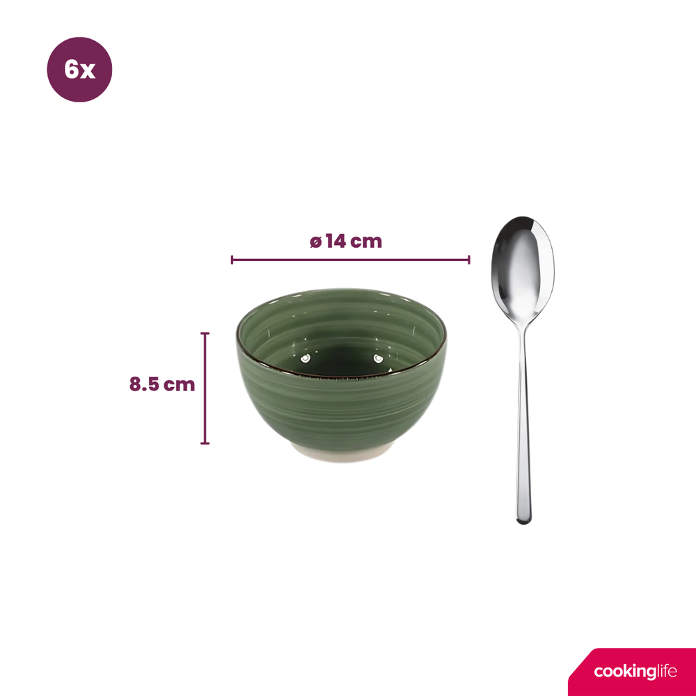 Cookinglife Suppenschalen / Schalen Delice Grün ø 14 cm - 6 Stück