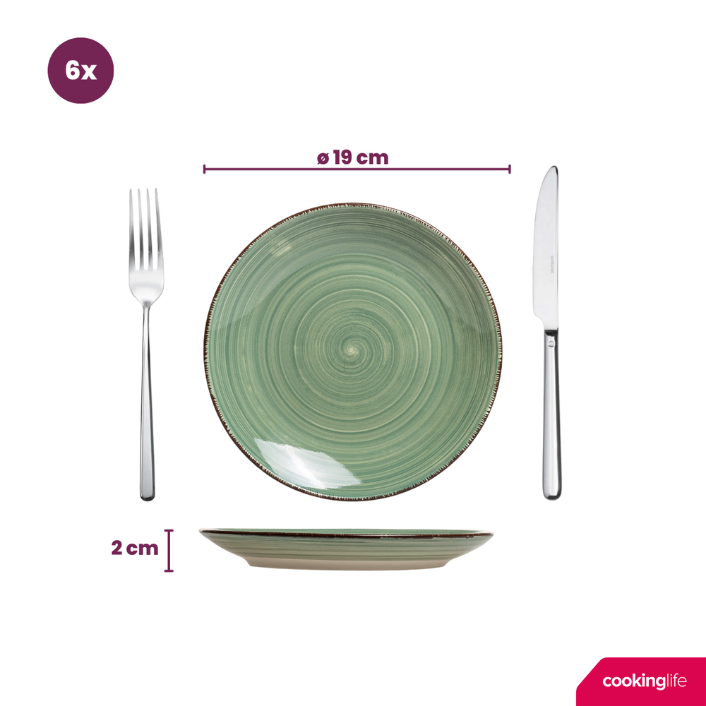 Cookinglife Frühstücksteller / Dessertteller Delice Grün ø 19 cm - 6 Stück