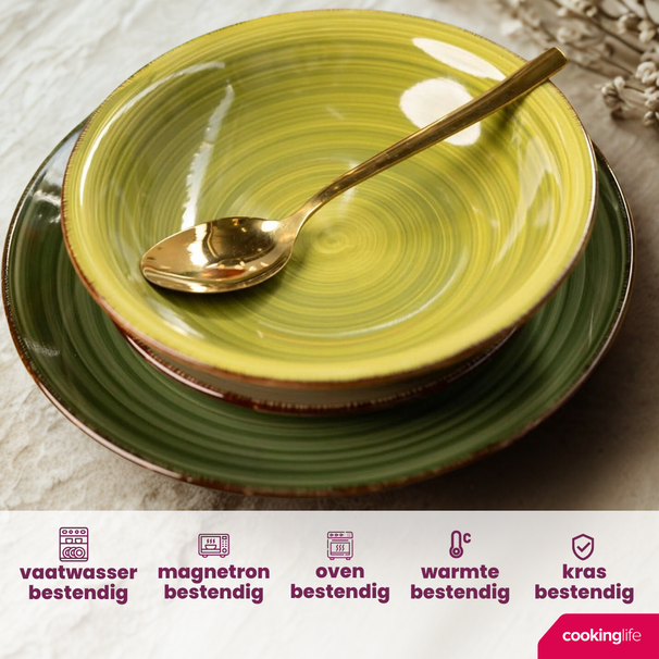 Cookinglife Tiefe Teller / Pastateller Delice Grün ø 21 cm - 6 Stück