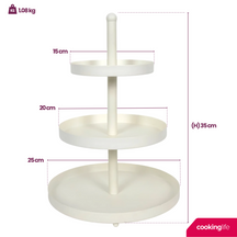 Cookinglife Etagère Metall creme ø 15, 20 & 25 cm - 3-stufig - 35 cm hoch