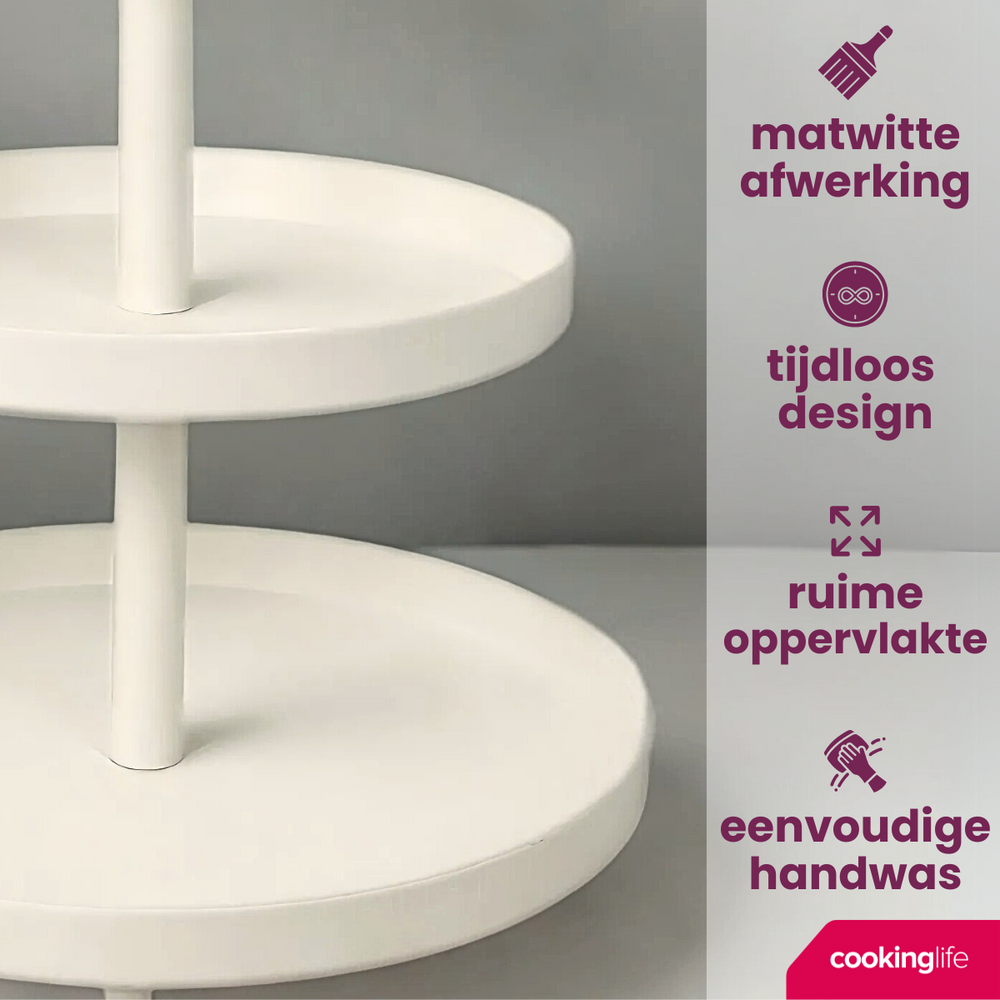 Cookinglife Etagère Metall creme ø 15, 20 & 25 cm - 3-stufig - 35 cm hoch