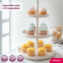 Cookinglife Etagère Metall creme ø 15, 20 & 25 cm - 3-stufig - 35 cm hoch