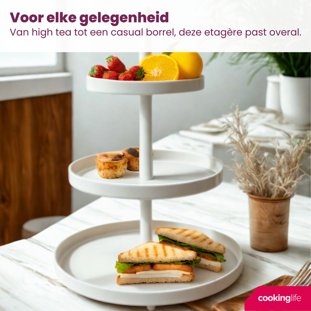 Cookinglife Etagère Metall creme ø 15, 20 & 25 cm - 3-stufig - 35 cm hoch