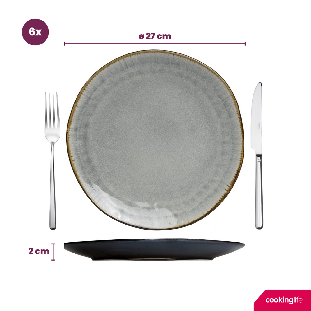 Cookinglife Speiseteller Nola Warm Grey ø 27 cm - 6 Stück