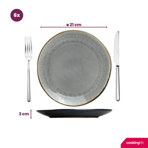 Cookinglife Frühstücksteller / Dessertteller Nola Warm Grey ø 21 cm - 6 Stück