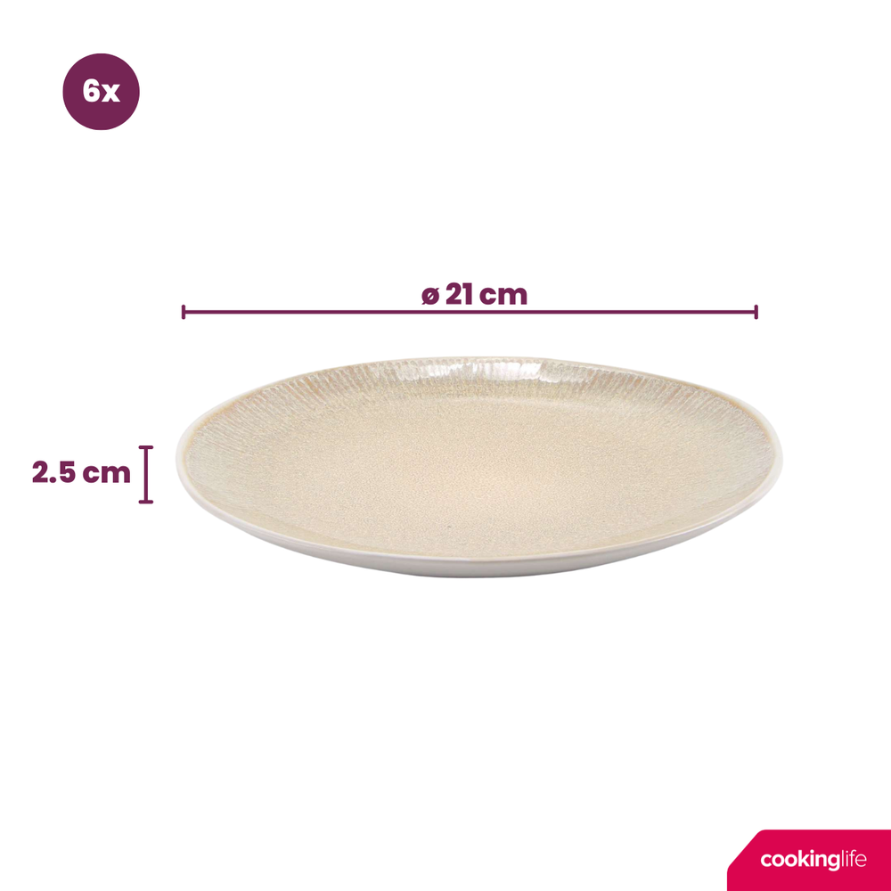 Cookinglife Frühstücksteller / Dessertteller Nola Sand ø 21 cm - 6 Stück