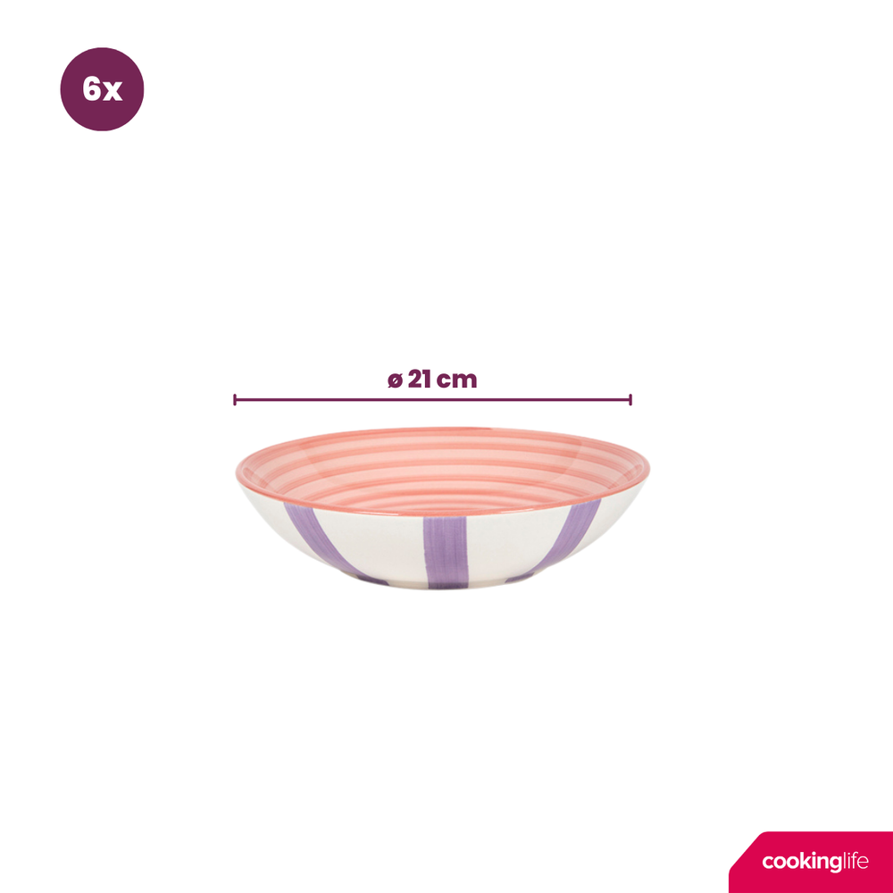 Cookinglife Tiefe Teller / Pastateller Summer Vibes ø 21 cm - 6 Stück